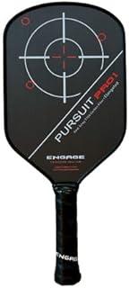 Engage Pursuit Pro1 Elongated Carbon Fiber Pickleball Paddle - 8.0 oz, 12.7mm MachPro Core, Raw Carbon Fiber, Made in USA (Fierce-Red, Elongated)
