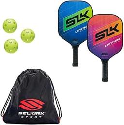 Selkirk SLK Latitude Pickleball Bundle- 2 Paddles, 3 Balls, and 1 Bag Graphite Pickleball Paddle Features G4 Graphite Face with Polymer Rev-Core | Pickleball Rackets Designed in USA