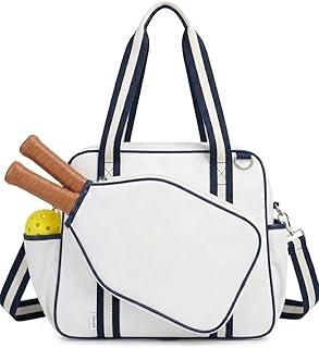 Pickleball Tote Bag with Paddle Pocket & Adjustable Strap, Spacious Pickleball Bag with Multiple Compartments for Paddles, Balls, Shoes & Accessories