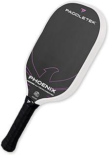 Paddletek Phoenix Firestorm – 14mm Pickleball Paddle – Elongated Shape for Extended Reach – Raw Carbon Fiber Face – Polypropylene Honeycomb Core – USAPA Approved Pickle Ball Paddle – 5.5 Inch Handle