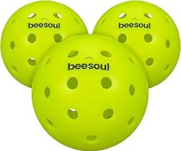 beesoul 3-Pack Premium Pickleball Balls, Outdoor 40-Hole Balls for Consistent Bounce, One-Piece Seamless Design, Built for All Skill Levels