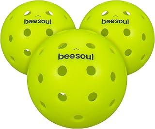 beesoul 3-Pack Premium Pickleball Balls, Outdoor 40-Hole Balls for Consistent Bounce, One-Piece Seamless Design, Built for All Skill Levels