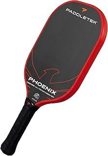 Paddletek Phoenix Firestorm – 14mm Pickleball Paddle – Elongated Shape for Extended Reach – Raw Carbon Fiber Face – Polypropylene Honeycomb Core – USAPA Approved Pickle Ball Paddle – 5.5 Inch Handle