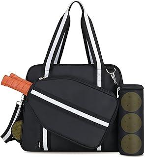 Pickleball Tote Bag for Women Men with Paddle Cover Pocket External Ball Bag and Adjustable Shoulder Strap Fence Hook