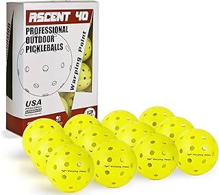 Warping Point Outdoor Pickleball Balls USAPA Approved | 4 Pack, 12 Pack | 40 Holes Competition Pickle Balls for Tournament Play | Crack Resistant Pickleball for Beginner Intermediate Pro Player