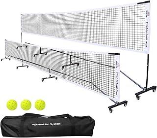 Badminton Pickleball Net System with Universal Wheel,Movable Steady Metal Frame,Strong Nylon Net and Carrying Bag,22 Feet Portable Height Adjustable Net for Pickleball and Other Games