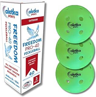 Freedom PRO-40 Pickleball 3-Pack • Support Cancer Research • USAPA Approved • Durable 1-Piece Design • Outdoor or Indoor Use • 40 Precision Drilled Holes • High Visibility Neon Green