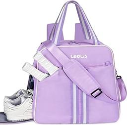 Pickleball Bag Pickle Ball Backpack for Women,Pickleball Accessory Tote Sport Equipment Bag Machine Washable with Shoe Compartment,Wet Pocket,Adjustable Shoulder Strap Fence Hook,Great Gift 30L-Purple