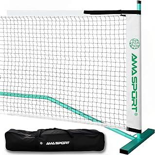 AMA SPORT Portable Pickleball Net System Regulation Size Net 22FT for Indoor and Outdoor-Designed for All Weather Conditions-Powder Coated Steel Post-600D Driveway Bag