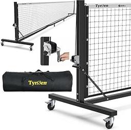 Pro Pickleball Net Tournament 22ft - Hand Crank Tension System, Anti-Sag Heavy-Duty Frame with Locking Wheels, Easy Setup, Includes Carry Bag, for Indoor/Outdoor Courts