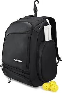 Pickleball Bag-50L Large Capacity, Padel Backpack with Shoe Compartment ＆ Retractable Cup Pockets, Fits 4-10 Paddles, Versatile, Black