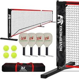 Pickleball Net for Driveway, Portable Pickleball Net System with Regualtion Size 22FT Pickle Ball Net, Outdoor Pickleballs, Carry Bag, Weather Resistant Metal Frame