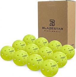 X Blazestar Pickleball Balls 12 Pack, 40 Holes Outdoor Pickleball, 1 Piece Rotation Molding，USAPA Standard