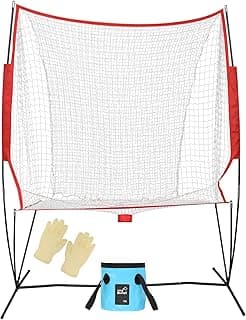Portable Tennis & Baseball Ball Recovery System Net, 6 x 7ft Portable Polyester Mesh and Fiberglass Frame, Collapsible Pickleball Trainer for Indoor/Outdoor