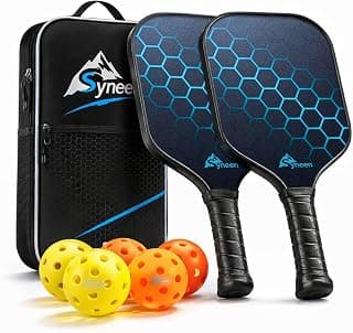 Pickleball Paddle Set of 2 – T700 Carbon Fiber with 16mm Core – Complete Bundle with 4 Balls & Carry Bag – High Performance Control & Power Pickleball Rackets for All Skill Levels
