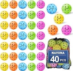 Navona 1 Pack Premium 40-Holes Outdoor Pickleball Balls, Durable Pickleball Balls Outdoor, Perfectly Balanced, High Bounce True Flight