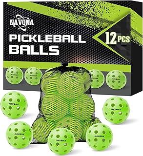 Navona 12 Pack Premium 40-Holes Green Outdoor Pickleball Balls, Meet USAPA Official Requirement, Pickleball Ball Outdoor, High Bounce True Flight, Durable Pickle Ball Set