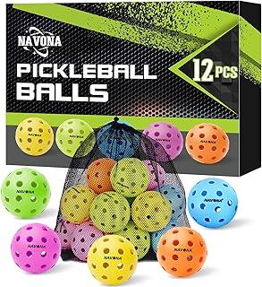 Navona 12 Pack Premium 40-Holes Colorful Outdoor Pickleball Balls, Meet USAPA Official Requirement, Perfectly Balanced, High Bounce True Flight, Durable Outdoor Pickleball Set