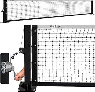 Permanent Pickleball net System with Hand-Crank Tension,Heavy Duty Steel Frame Pickleball net for Driveway,PRO Pickleball Net,Tournament-Spec 22ft x 36in Backyard,Club,School