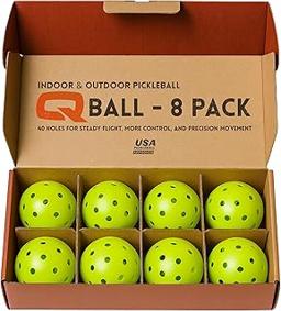 QRANC Pickleball Balls Indoor & Outdoor USAPA Approved, 40 Holes Per Ball, 8 Pack, Neon Green, Pickle Ball Gear Accessories