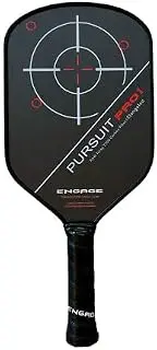 Engage Pursuit Pro1 Elongated Carbon Fiber Pickleball Paddle - 8.0 oz, 12.7mm MachPro Core, Raw Carbon Fiber, Made in USA (Fierce-Red, Elongated)