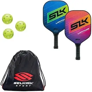Selkirk SLK Latitude Pickleball Bundle- 2 Paddles, 3 Balls, and 1 Bag Graphite Pickleball Paddle Features G4 Graphite Face with Polymer Rev-Core | Pickleball Rackets Designed in USA