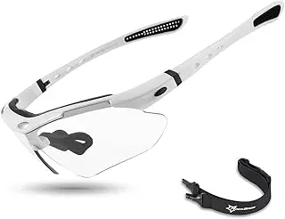 ROCKBROS Pickleball Glasses for Men & Women – Photochromic Sports Sunglasses, UV400 Protection & Interchangeable Strap