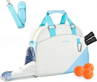 Pickleball Bag for 2 Paddles with Ventilated Shoe Compartment & Wet-Dry Pocket, Holds 4 Balls, Waterproof Material, Gift for Women Pickleball Players pickleball paddle
