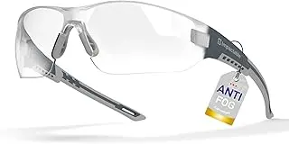 New Slim Fit Safety Pickleball Glasses, ANSI Z87.1 Scratch Resistant Antifog Lenses for Men and Women, Sport Goggles for Racquetball, Squash Ball (Grey/Grey)
