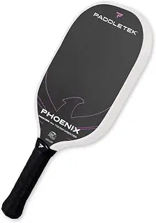 Paddletek Phoenix Firestorm – 14mm Pickleball Paddle – Elongated Shape for Extended Reach – Raw Carbon Fiber Face – Polypropylene Honeycomb Core – USAPA Approved Pickle Ball Paddle – 5.5 Inch Handle