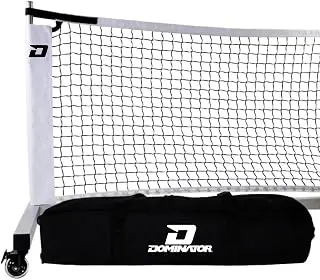 Dominator Standard Portable Pickleball Net - Indoor/Outdoor Regulation Pickleball Net - USAPA Compliant Pickleball Net on Wheels - System Includes Rolling Storage Bag & Locking Wheels