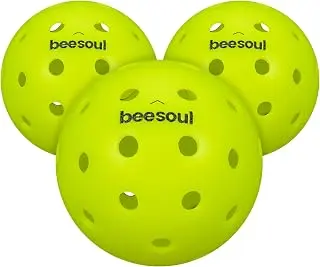 beesoul 3-Pack Premium Pickleball Balls, Outdoor 40-Hole Balls for Consistent Bounce, One-Piece Seamless Design, Built for All Skill Levels