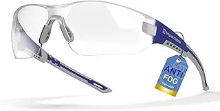 New Slim Fit Safety Pickleball Glasses,ANSI Z87.1 Scratch Resistant Antifog Lenses for Men and Women, Sport Goggles for Racquetball, Squash Ball (Blue/Grey)