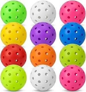 Pickleball Balls,pickleballs,12 Pack Outdoor Pickleball Balls,Bright Multi Colors 40 Hole Durable Plastic picklebaal Game,Training & Tournament Play