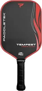 Paddletek Tempest TKO-C 14.3mm - Professional Pickleball Paddles with Polymer Honeycomb Core - PT-700 Unidirectional Carbon Fiber – Torsional Weighting & High Tack Performance Grip - USAPA Approved