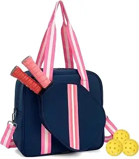 Pickleball Bag for Women Men, Tote with Adjustable Crossbody Strap, Lightweight Pickle Ball Bags with Paddle Cover Pocket Holds 2 Paddles pickleball paddle