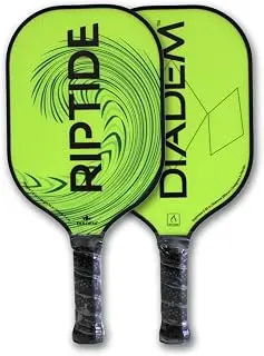 Diadem Riptide Pickleball Paddle | Honeycomb Core, Fiberglass Face | Ultra Sleek Edge Guard, Easy to Swing, Adds Spin & Power | Indoor/Outdoor | USAPA Approved