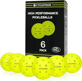 cyclotron P-40 Outdoor Pickleball Balls – USAPA Approved Pickleballs, 40-Hole Precision Design, High Visibility, Durable Seamless HDPE Construction, 3/6 Pack