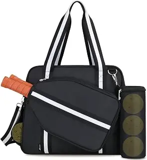 Pickleball Tote Bag for Women Men with Paddle Cover Pocket External Ball Bag and Adjustable Shoulder Strap Fence Hook pickleball paddle