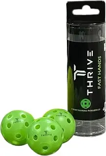 Thrive Fast Hands Mini Pickleball Ball - Quicker Reaction Training Aid for Hands, Paddle Control, and Coordination - Great for Pickleball Drills - Includes 3 Balls and Tube pickleball paddle