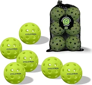 cyclotron 6-Pack Premium Pickleball Balls - USAP Approved, 40 Holes Outdoor/Indoor Pickle Balls with Bag, Perfectly Balanced, High Bounce True Flight, Pickle Ball for Tournament Play