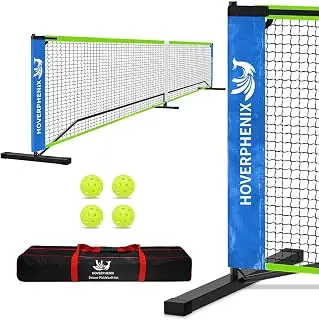 Hoverphenix Portable Pickleball Net for Driveway, 22FT Regularion Size Pickle Ball Net Set for Indoor and Outdoor Use, Weather Resistant Metal Frame