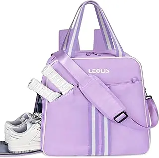 Pickleball Bag Pickle Ball Backpack for Women,Pickleball Accessory Tote Sport Equipment Bag Machine Washable with Shoe Compartment,Wet Pocket,Adjustable Shoulder Strap Fence Hook,Great Gift 30L-Purple