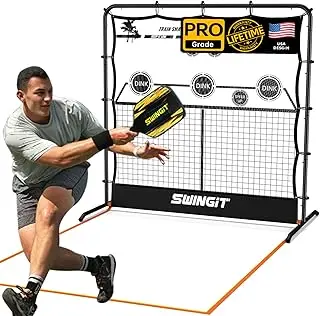 Portable Pickleball Rebounder Net with Kitchen Lines System, Solo Training Net System for Dinks, Volleys & Drives, Accuracy Trainer with Carry Bag, for Backyard, Driveway, Garage