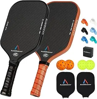 Pickleball Paddles,USAPA Approved Pickleball Paddle Set Pro | 3K Raw Carbon Fiber Textured Surface with High Grit & Spin,16mm Durable T700SC Carbon Fiber Pickle Ball Rackets for Men,Women & Families