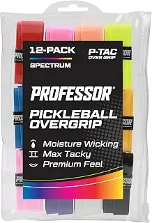 Professor P-Tac Pickleball Paddle Overgrip – Max Tacky, Moisture-Wicking Grip Tape for Pickleball Paddles in 6 & 12 Packs, Anti-Slip & Durable Overgrip for Control & Enhanced Performance