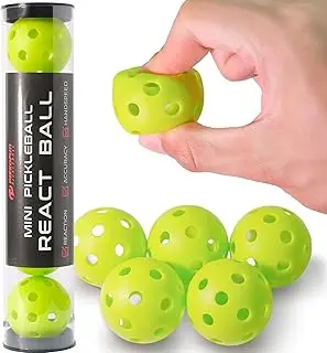 React Mini Pickleball Balls – 5 Pack 1.65" Small Pickleball Training Balls for Indoor Drills, Hand Speed & Paddle Control – Quiet Home Practice, Warm-Ups & Gifts – Lime Green pickleball paddle