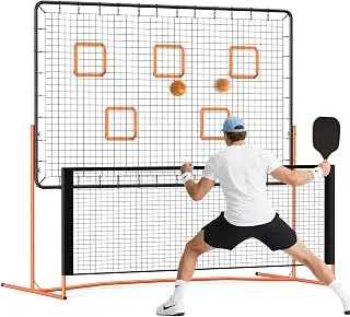 FAHKNS Pickleball Rebounder Training Equipment, Pickleball Rebound Net, for Single Player Practice Hitting, Doubles, Suitable for Garage, Backyard, Park, Indoor and Outdoor (Orange, 6 x 6 FT)