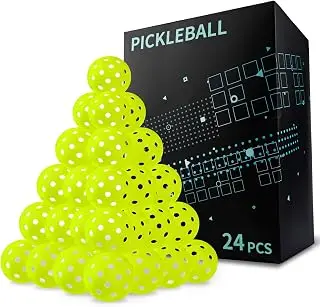 Pickleball Balls 24 Pack - 40-Hole Seamless Roto-Molded Pickleballs for Outdoor and Indoor Use, Durable TPE Material, USAPA Approved, Lightweight 2.9 Inch Diameter