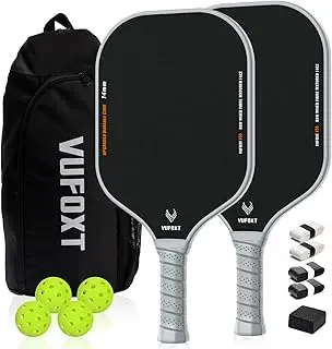 Pickleball Paddles Set of 2/4, USAPA Approved Carbon Fiber Surface Pickle Ball Set - 14mm PP Honeycomb Core of Lightweight Pickleball Rackets -Suitable for Beginners' Training and Game（Blue）
